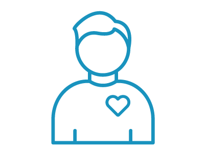 person with heart icon centered