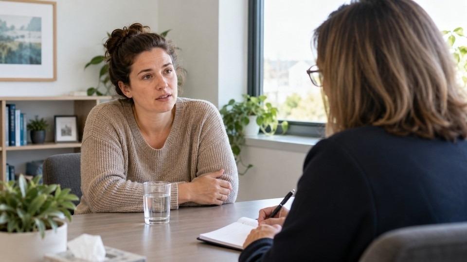 a woman alks to another woman about how to recover from burnout.